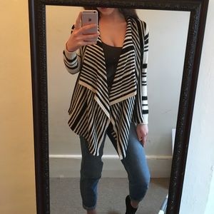 Black and white striped cardigan